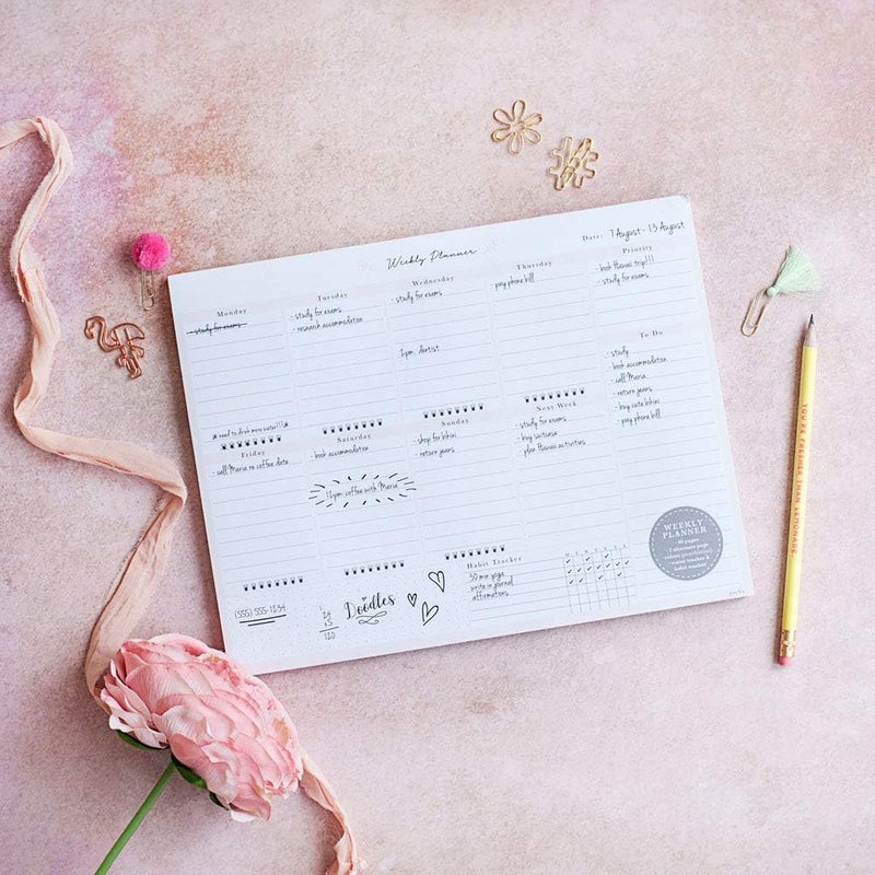 Peachly Desktop Weekly Planner Notepad | 60 Undated Tear-Off Pages | Schedule Daily To-Do Lists | Increase Your Productivity In Less Than 5 Minutes A Week | Achieve Your Goals | Peach and Mint Fern - Image 2
